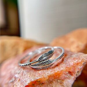 Sterling Silver Stacked Feather Rings